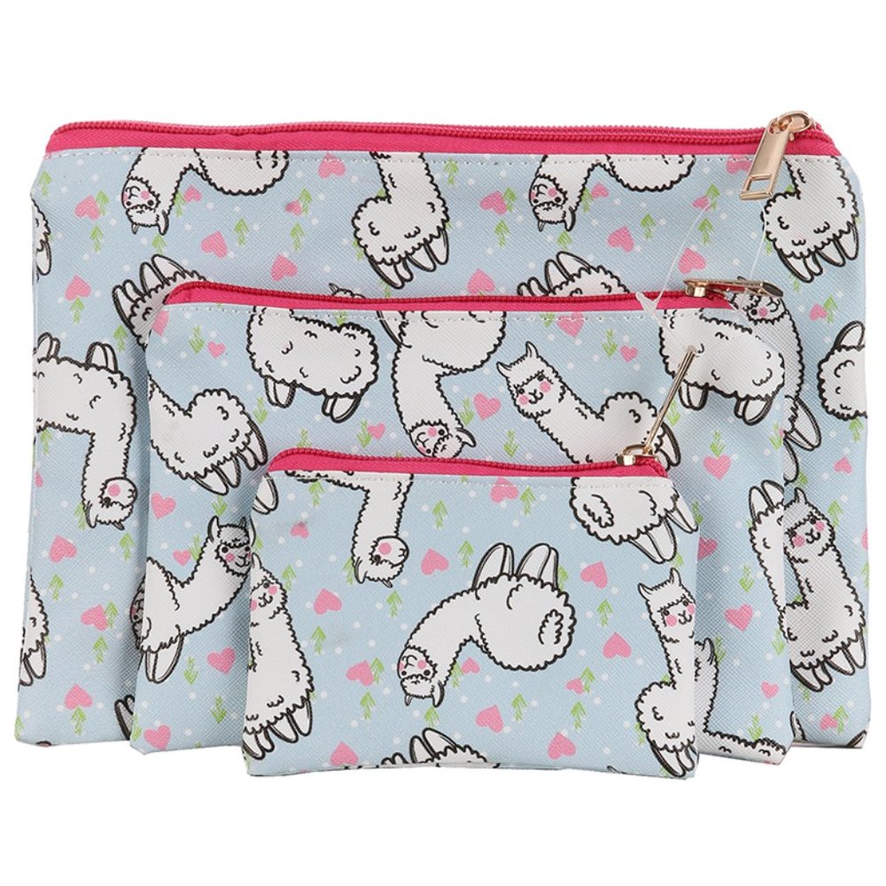 $14 ✿ 9 INCHES ALPACA  PRINT 3PC VINYL CLUTCH BAG